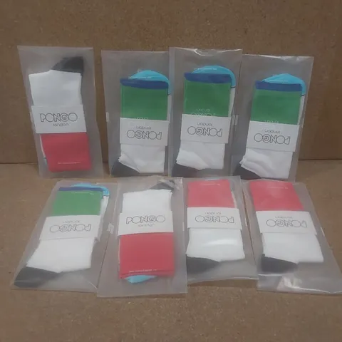 BOX TO CONTAIN APPROX 100 BRAND NEW PAIRS OF PONGO LONDON CYCLING SOCKS - COLOURS VARY // SIZE: L-XL // 1 PAIR PER PACK