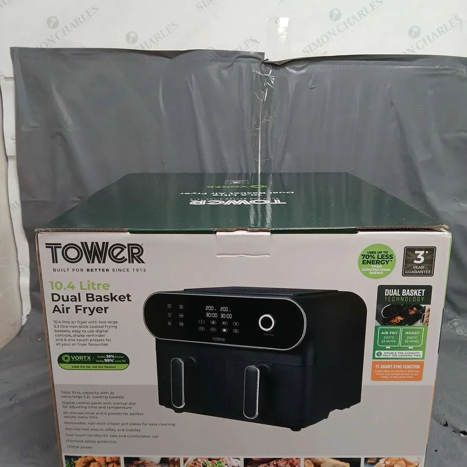 BOXED TOWER 10.4L VORTX DUAL BASKET AIR FRYER