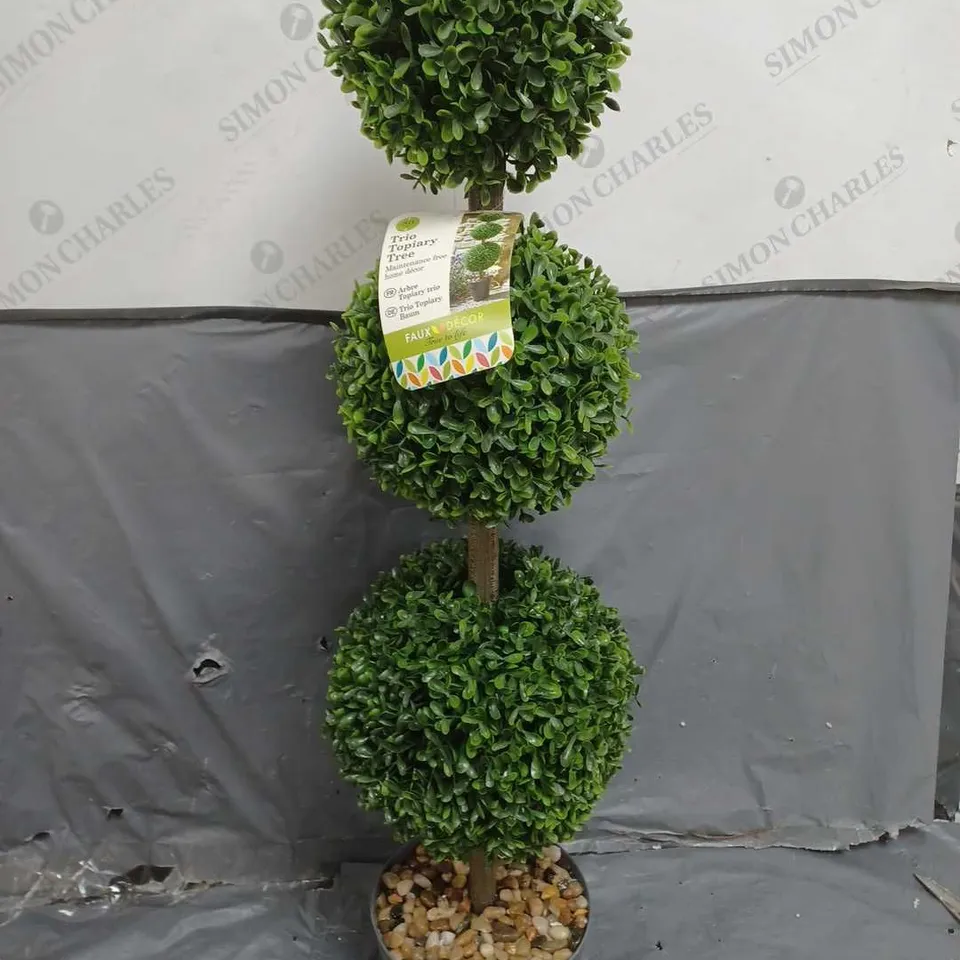 BOXED TRIO TOPIARY FAUX TREE DECORATION 82CM