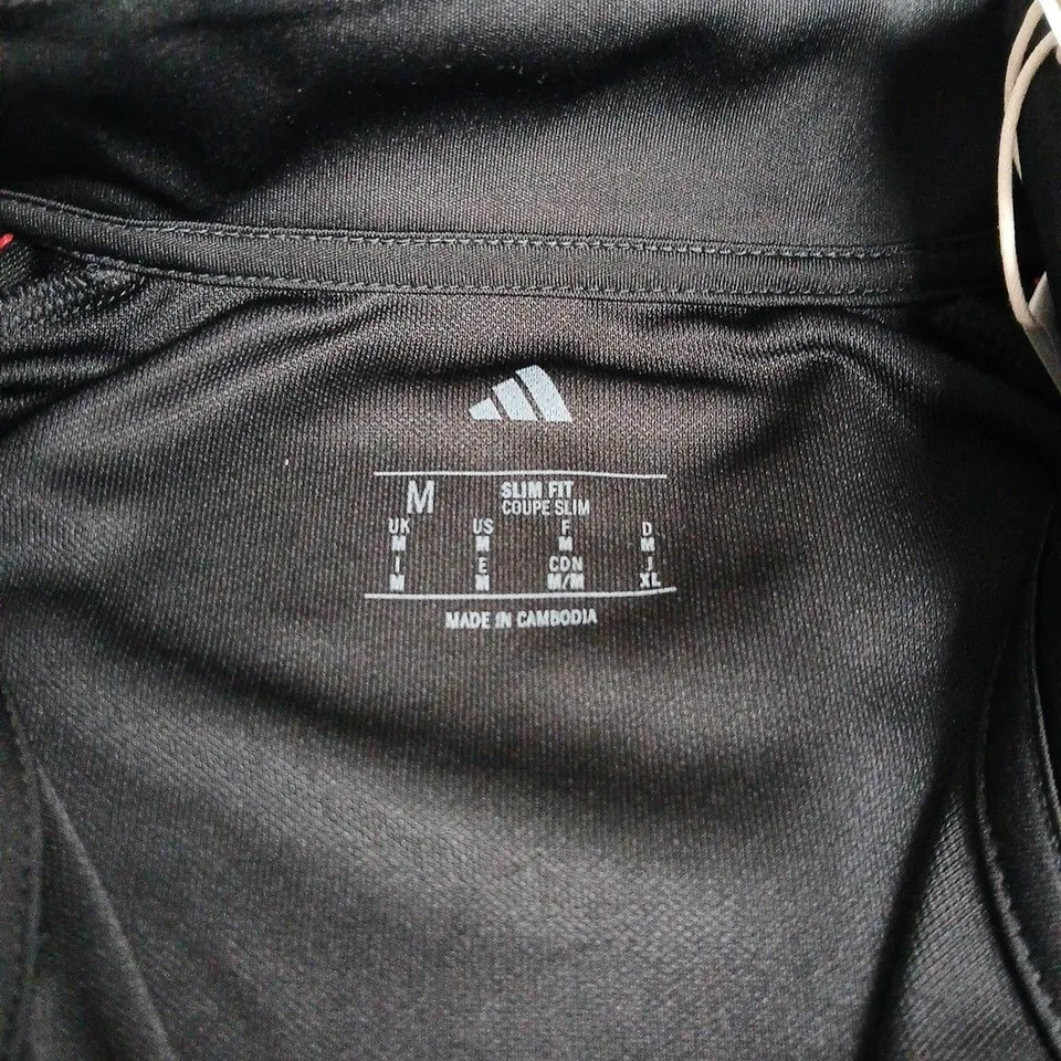 ADIDAS BLACK SLIM FIT TRACK JACKET – MEN'S, WITH RED PIPING SIZE M