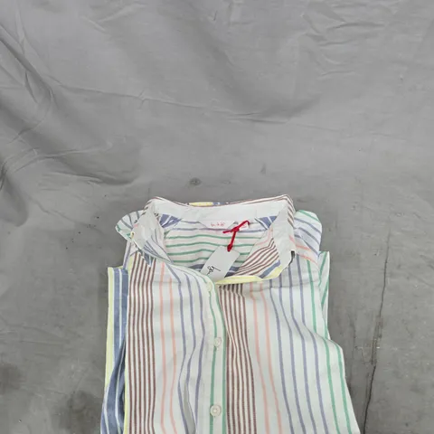  BEN DE LISI STRIPED BUTTON-DOWN SHIRT – UK SIZE 18 – MULTICOLOR STRIPES 