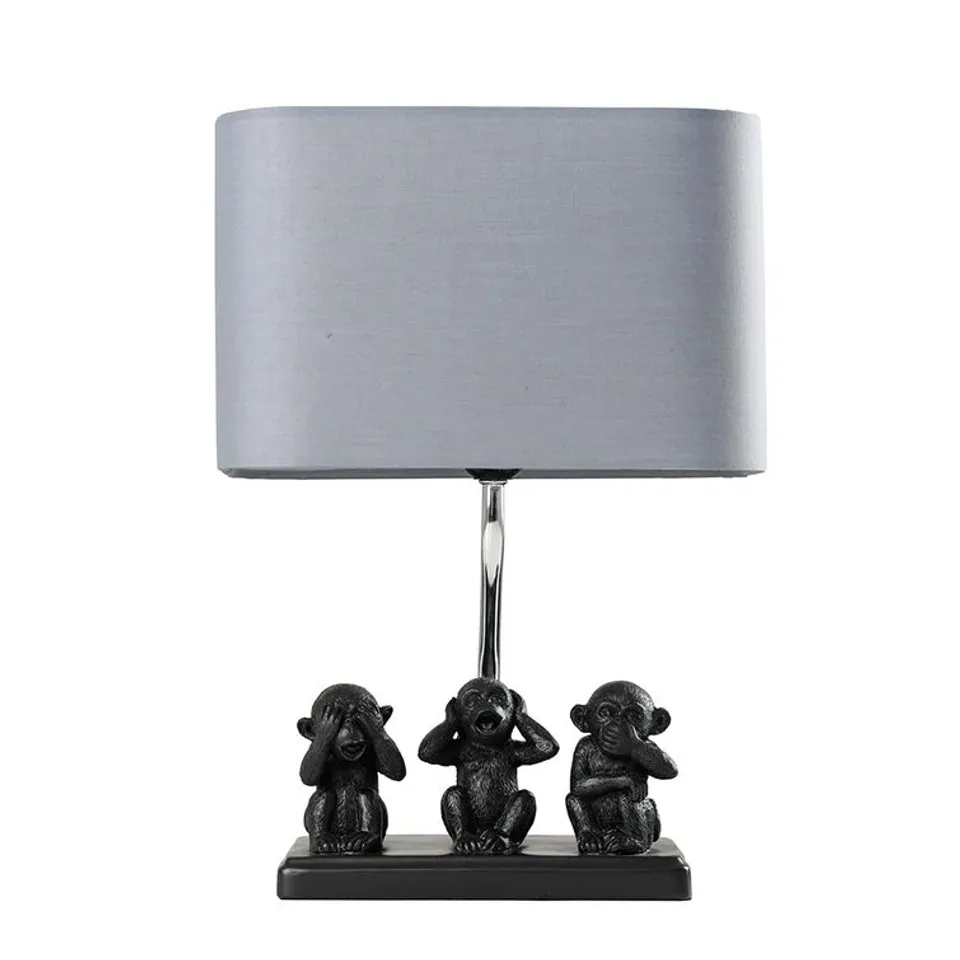 BOXED 3 WISE MONKEYS 43cm TABLE LAMP (1 BOX)