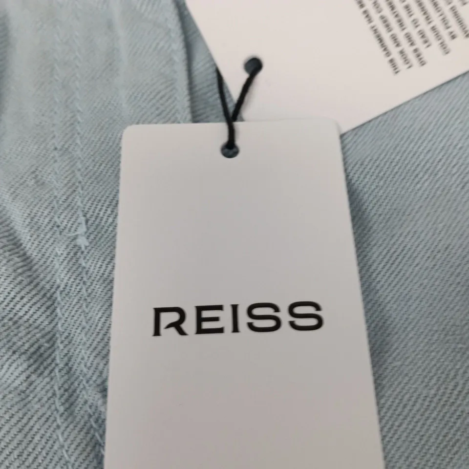 REISS CARMEN LINEN BLEND WIDE-LEG TROUSERS – BLUE – UK 6 (6R)