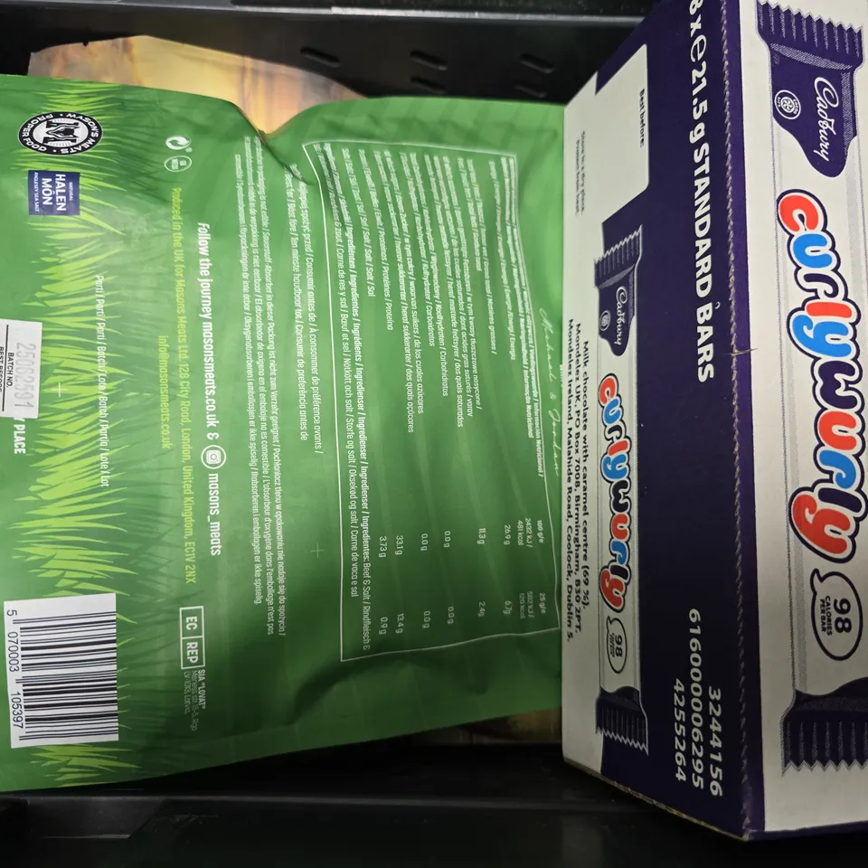 APPROXIMATELY 30 ASSORTED FOOD & DRINK ITEMS TO INCLUDE - MEASONS MEATS RUMP , BIRD WILD ESPRESSO BLEND ETC
