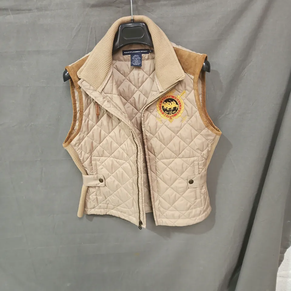 RALPH LAUREN SPORT QUILTED VEST – BEIGE, SIZE L (LARGE)
