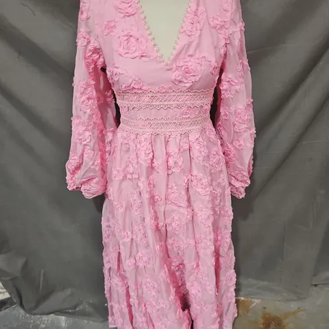 COAST 3D TEXTURE MIDI DRESS IN ROSE SIZE 8