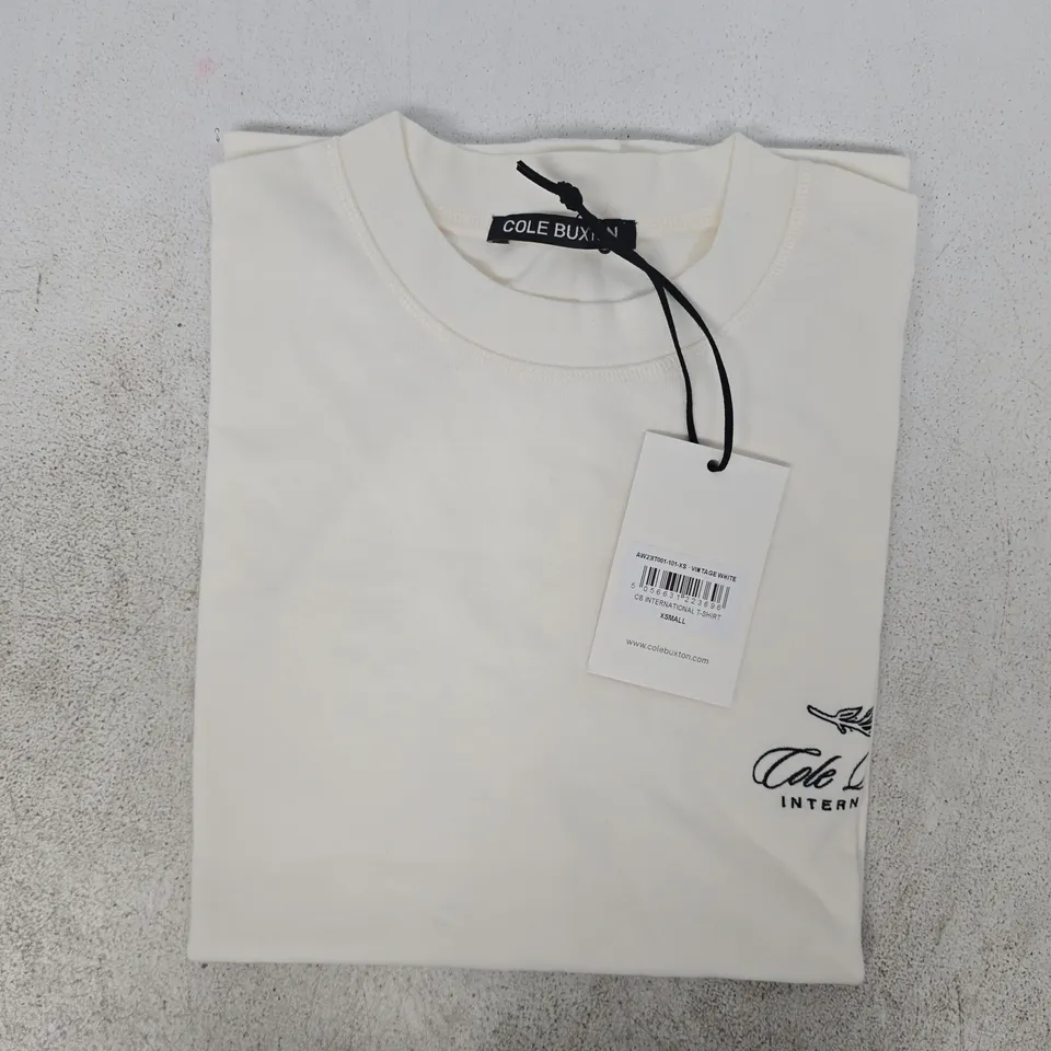 COLE BUXTON INTERNATIONAL T-SHIRT IN VINTAGE WHITE SIZE XS