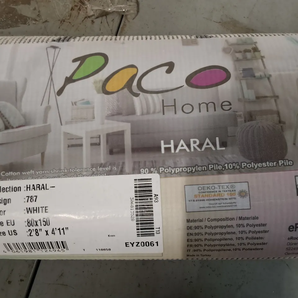 BRAND NEW PACO HARAL RUG IN WHITE - 80X150CM