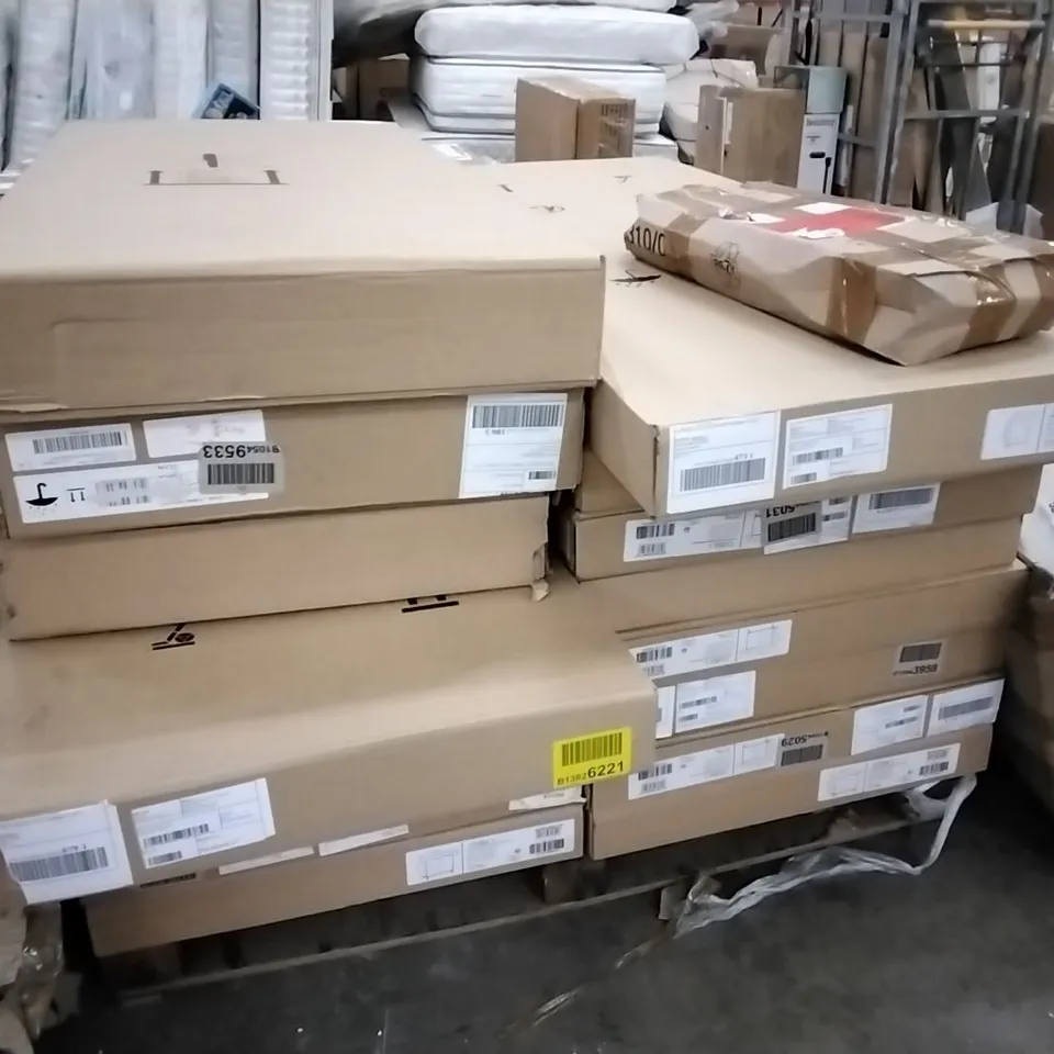 PALLET OF ASSORTED FLAT-PACKED FURNITURE PARTS 