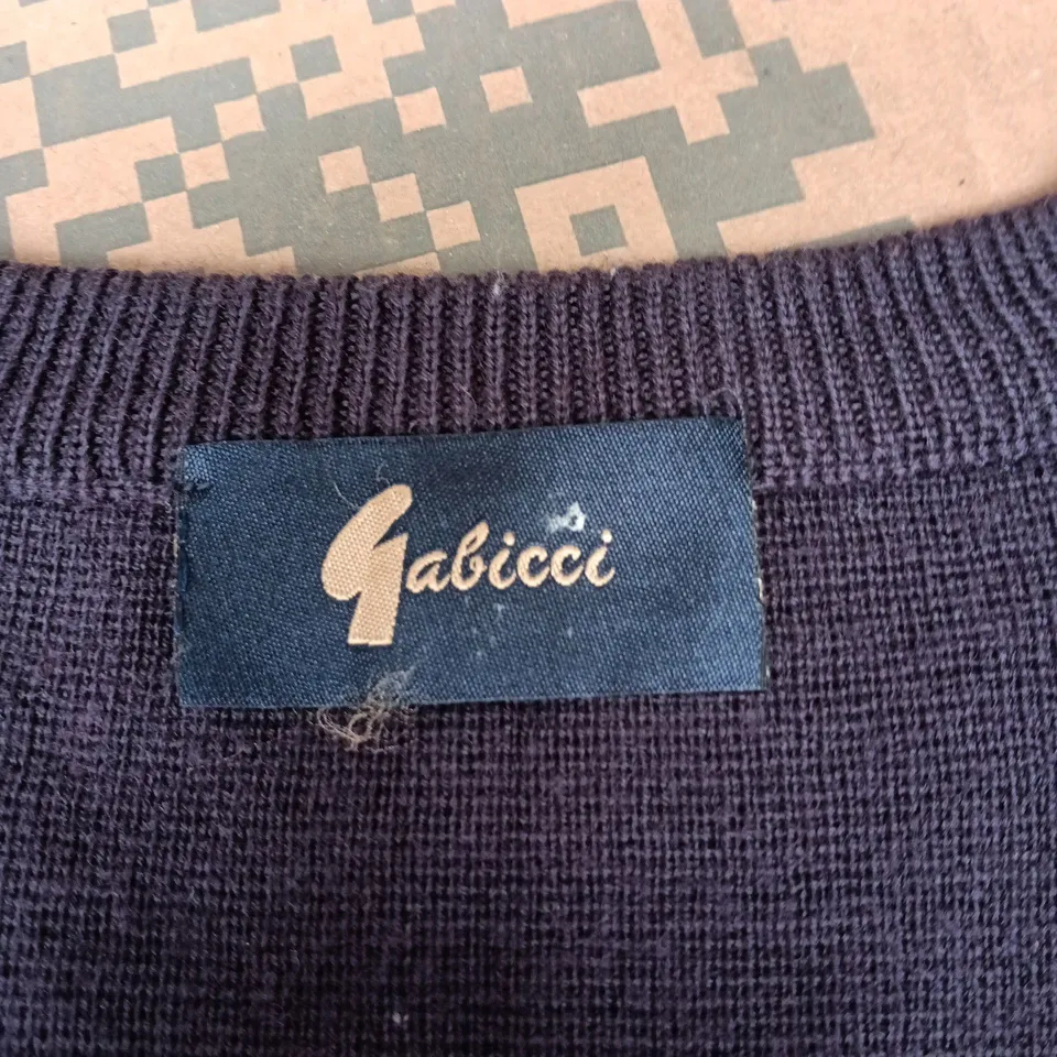 GABICCI KNIT VEST, NAVY WITH RED & CREAM STRIPES, MEN'S, SIZE L