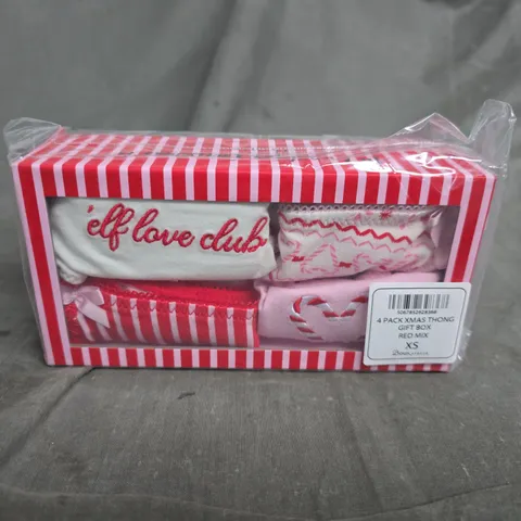 BOXED BOUX AVENUE 4 PACK XMAS THONG GIFT BOX - XS