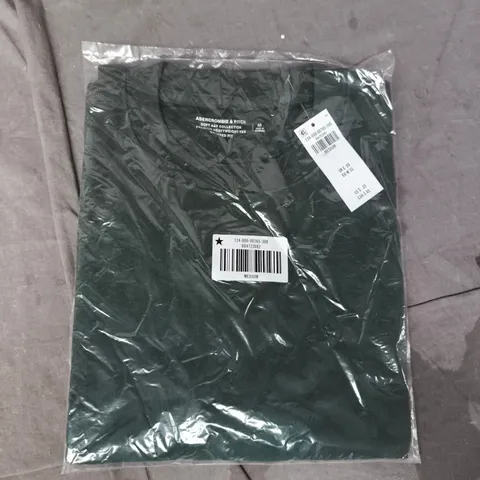 ABERCROMBIE & FITCH CROPPED FIT PREMIUM HEAVYWEIGHT T-SHIRT IN DARK GREEN SIZE MEDIUM