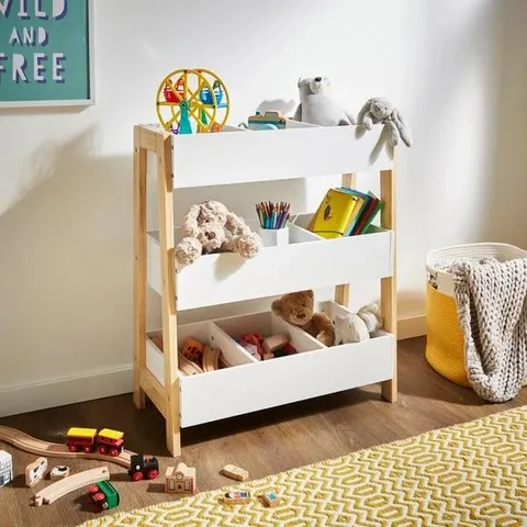 BOXED KIDS WOODEN TOY STORAGE ORGANISER