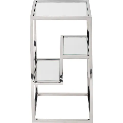 BOXED YERKES GLASS TOP FRAME END TABLE 