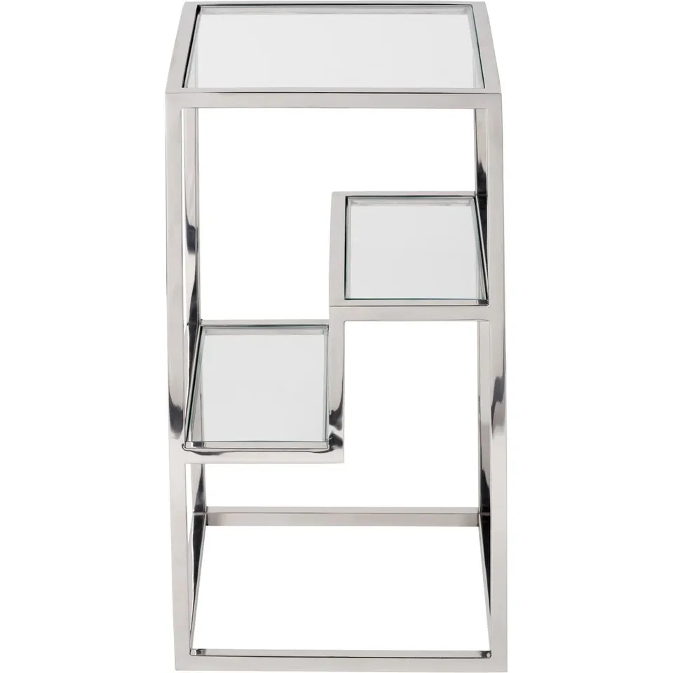 BOXED YERKES GLASS TOP FRAME END TABLE 