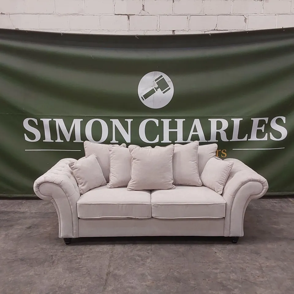 WINDSOR 3 SEATER FABRIC SCATTER BACK SOFA - NATURAL  RRP £949