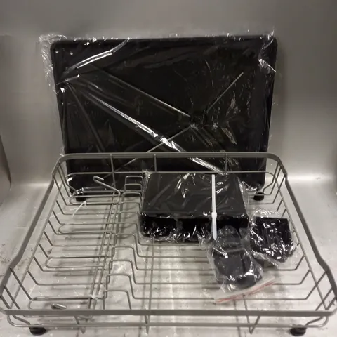 BOXED DISH DRYING RACK & ACCESSORIES IN BLACK/GREY