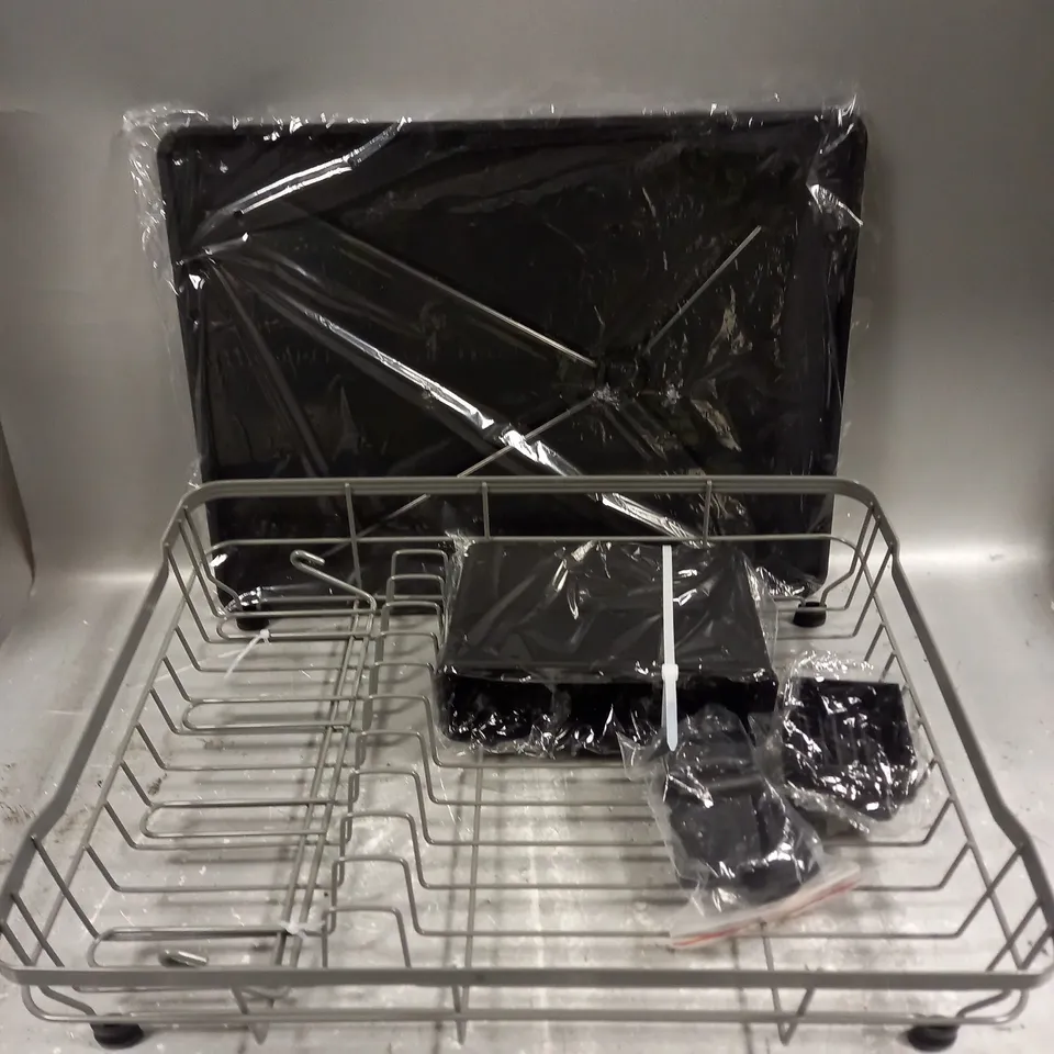 BOXED DISH DRYING RACK & ACCESSORIES IN BLACK/GREY 