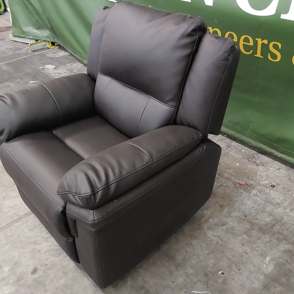 DESIGNER ALBION MANUAL RECLINER CHAIR IN CHOCOLATE LEATHER 