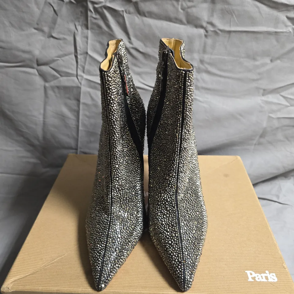 BOXED PAIR OF CHRISTIAN LOUBOUTIN SEQUIN BOOTS - UK SIZE 39