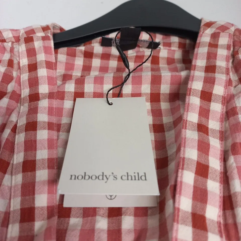 NOBODY'S CHILD SLEEVELESS CHECK MIDI DRESS - PINK AND WHITE GINGHAM, UK 10