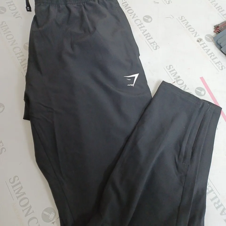 MENS GYMSHARK TRACKSUIT BOTTOMS IN BLACK - SIZE MEDIUM