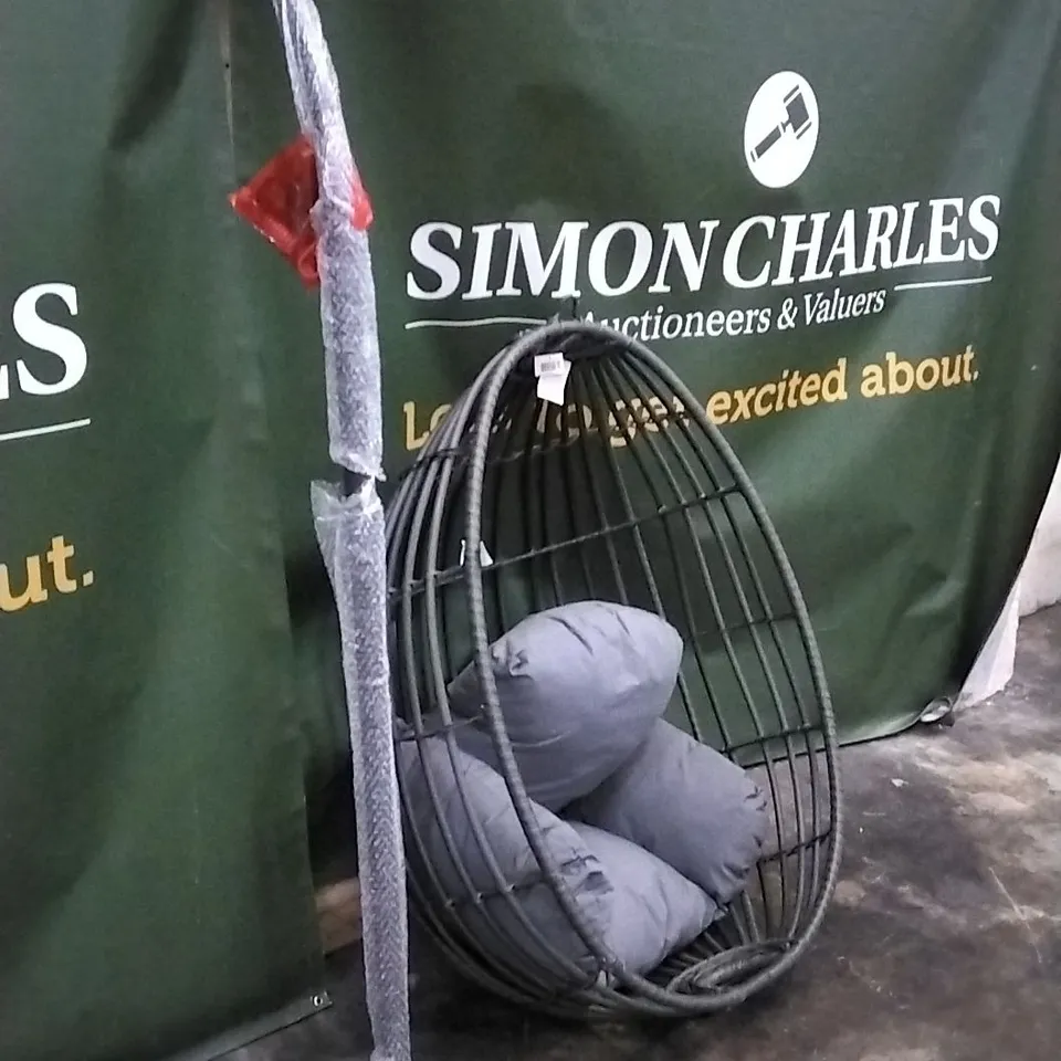 DESIGNER GARDEN EGG SEAT WITH CUSHION AND STAND POLE