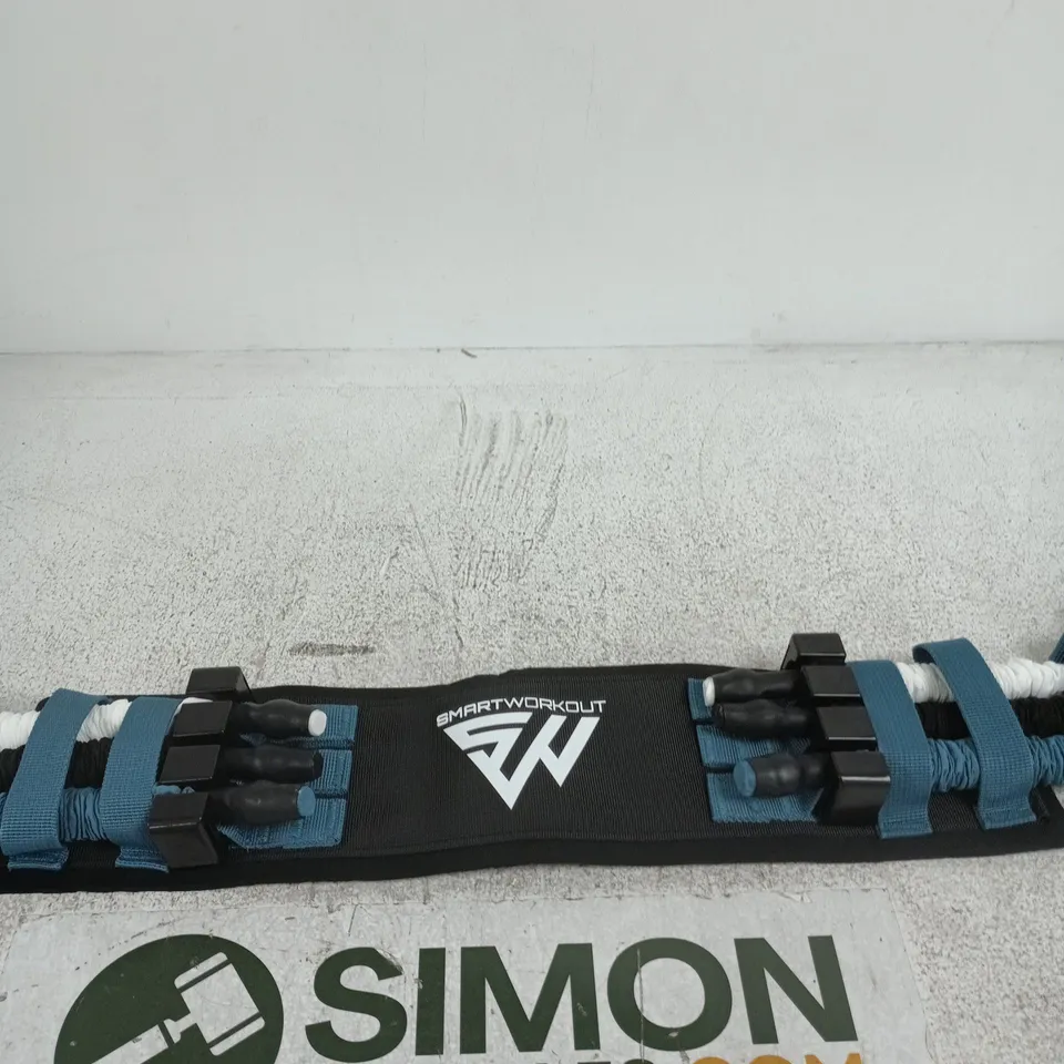 SMARTWORKOUT FITNESS RESISTANCE BAND SYSTEM WITH BLUE STRAPS