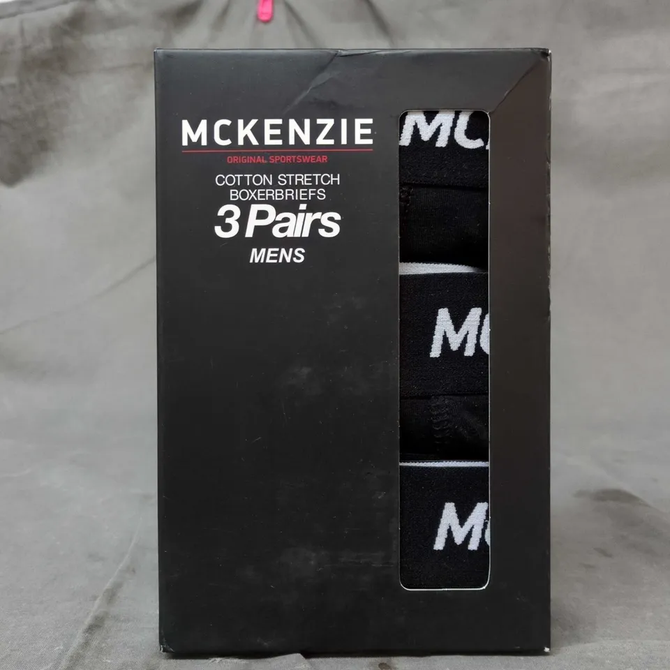 MCKENZIE ORIGINAL SPORTSWEAR COTTON STRETCH BOXER BRIEFS – 3 PAIRS (MEN'S) - SIZE M