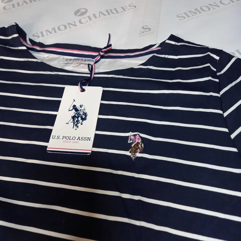 U.S. POLO ASSN WOMENS BOAT NECK STRIPE T-SHIRT SIZE 14