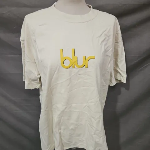 HOLLISTER BLUR HEAVYWEIGHT COTTON BOXY FIT TEE IN BEIGE SIZE L