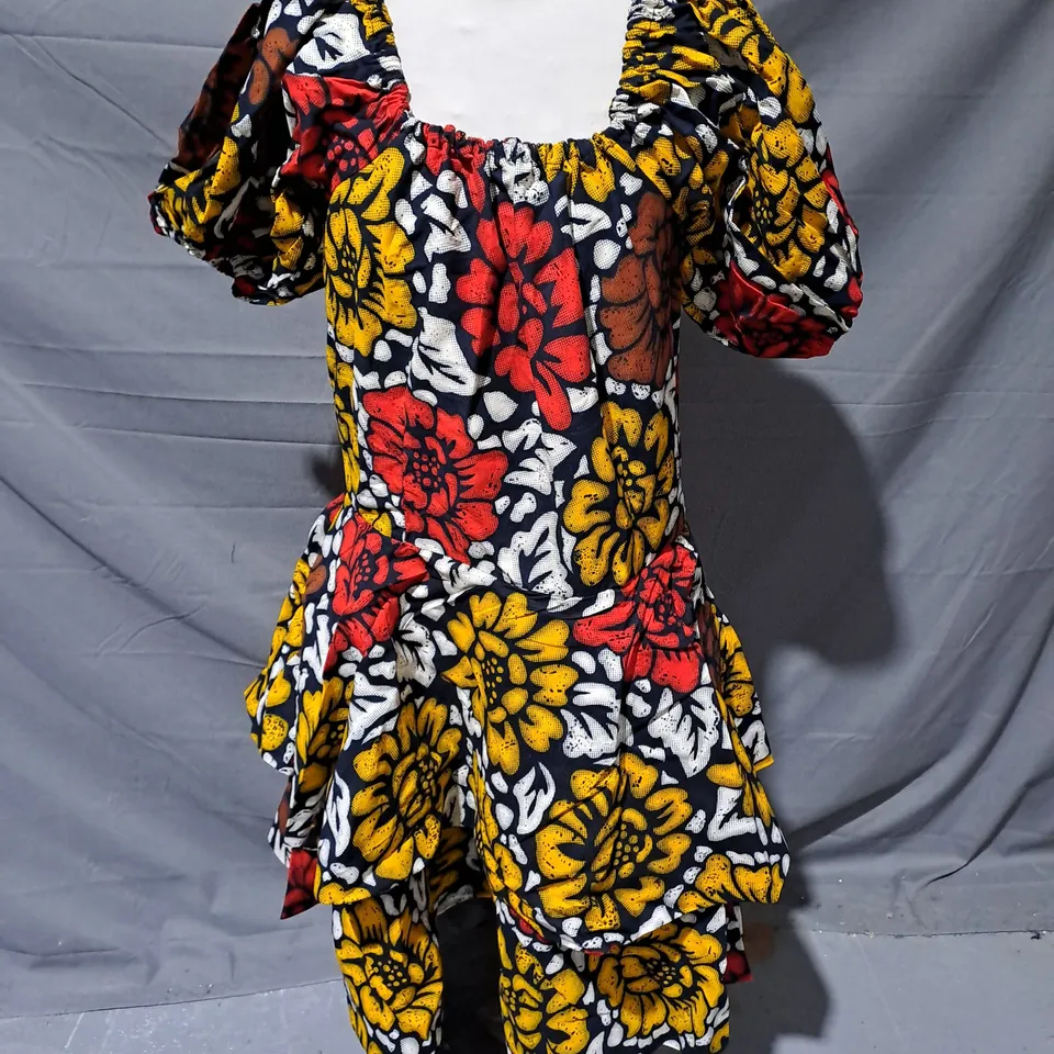 NEON AFRIQUE DRESS IN MULTI FLORAL AFRICAN PRINT SIZE XL