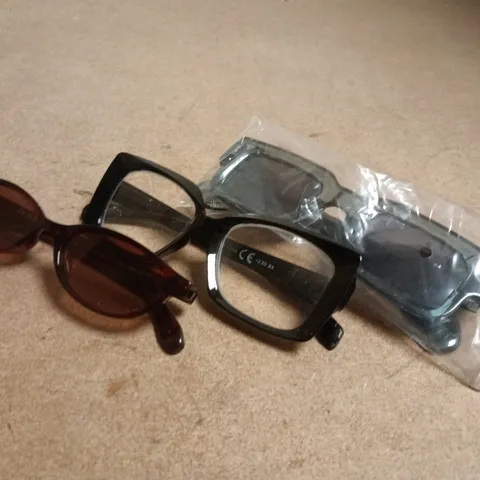 APPROXIMATELY 10 ASSORTED PAIRS OF GLASSES IN VARIOUS COLOURS AND STYLES
