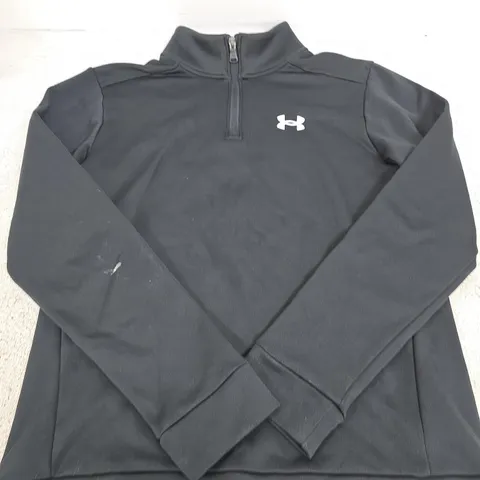 UNDER ARMOUR BLACK LONG-SLEEVE QUARTER-ZIP TOP – SIZE YOUTH L