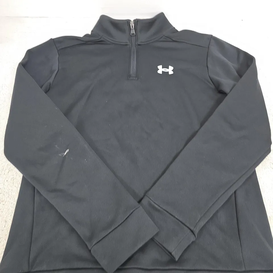 UNDER ARMOUR BLACK LONG-SLEEVE QUARTER-ZIP TOP – SIZE YOUTH L