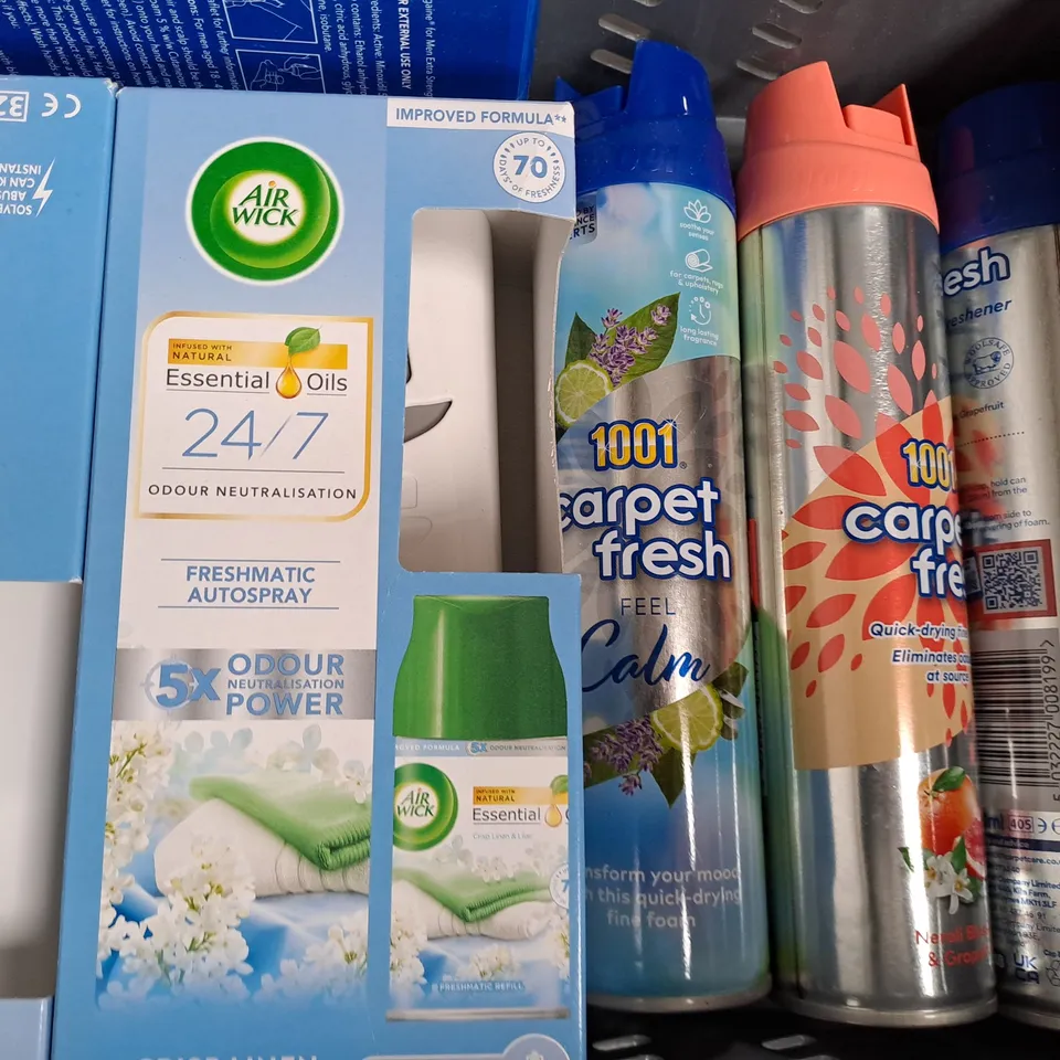 APPROXIMATELY 10 ASSORTED AEROSOL ITEMS IN INCLUDE CLOTHES MOTH KILLER, DEEP FREEZE, CARPET FRESH PET, ETC - COLLECTION ONLY