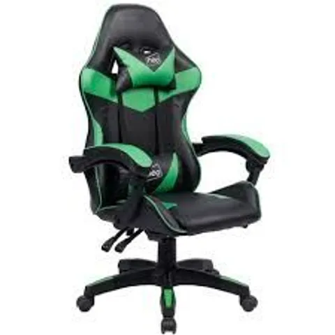 BOXED NEO FAUX LEATHER GAMING CHAIR - GREEN (1 BOX)