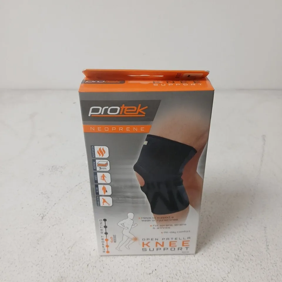 APPROXIMATELY 20 ASSORTED HOUSEHOLD ITEMS INCLUDING PROTEK KNEE SUPPORT , HOUSEWIFE PILLOW PAIR CASE AND PET WIPES 