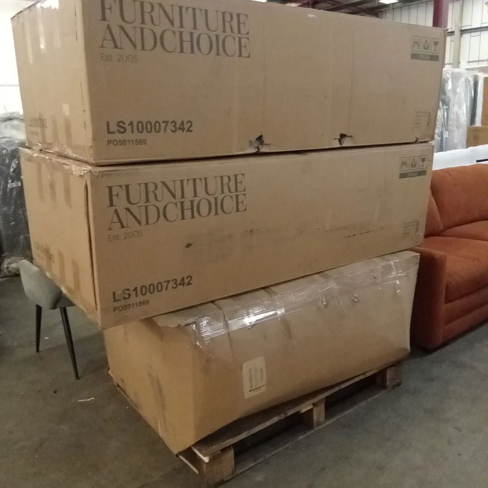 PALLET OF ASSORTED INCOMPLETE DESIGNER SOFA PARTS AND PIECES