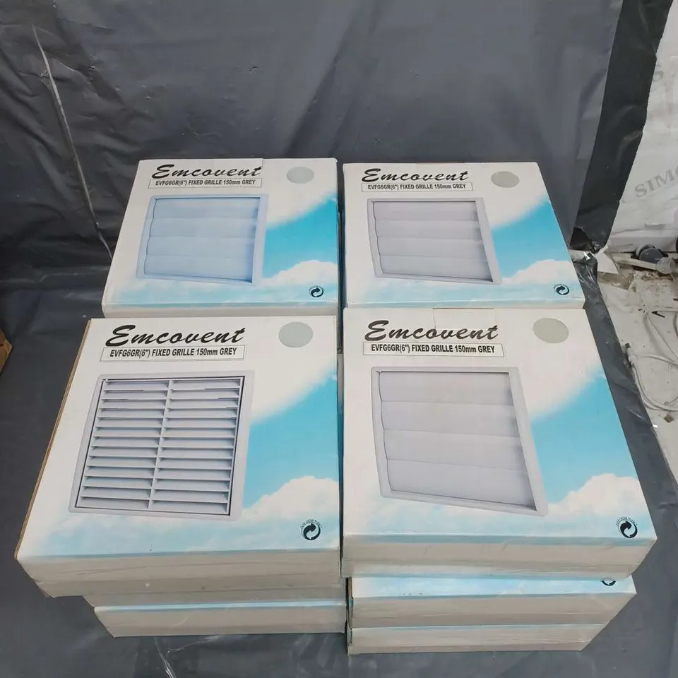 12 X BOXED EMCOVENT EVFG6GR 6" GRILLES IN GREY