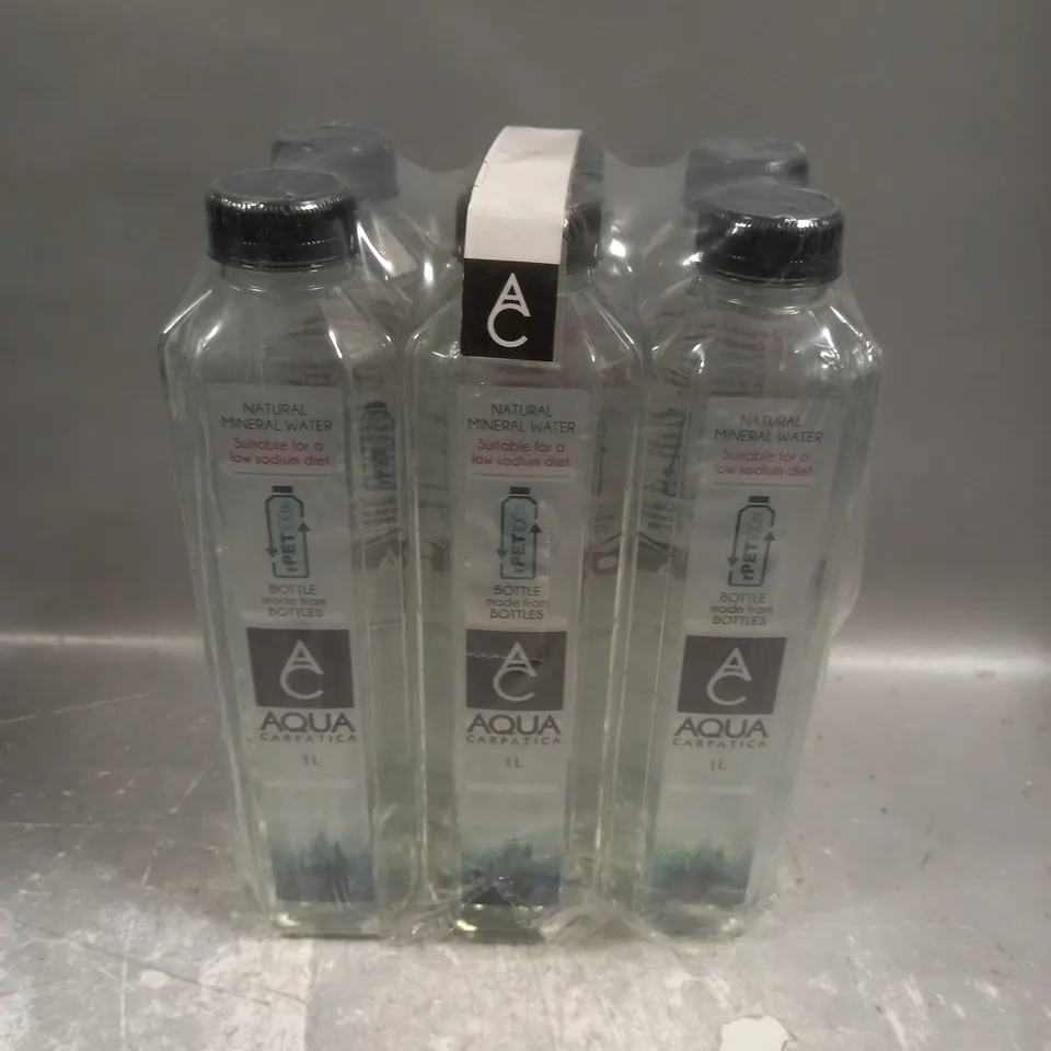 SIX BOTTLES OF AQUA CARPATICA NATURAL MINERAL WATER 1L