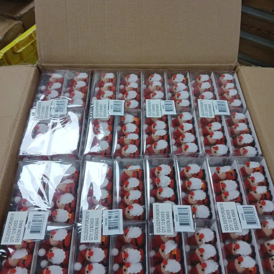 BOX OF APPROXIMATELY 380 GISELA GRAHAM SANTA ORNAMENTS