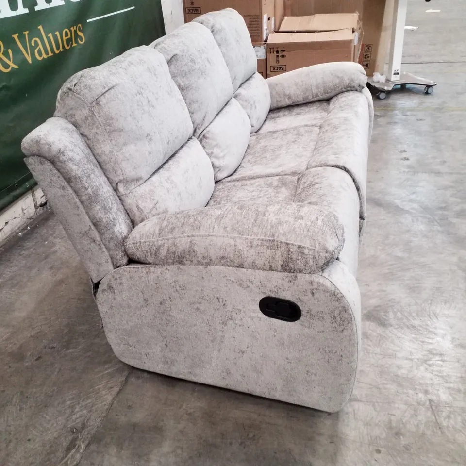 QUALITY DESIGNER 3 SEATER MANUAL RECLINER SOFA - LIGHT GREY FABRIC