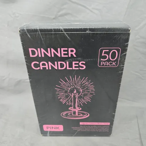SEALED DINNER CANDLES 50 PACK - PINK 