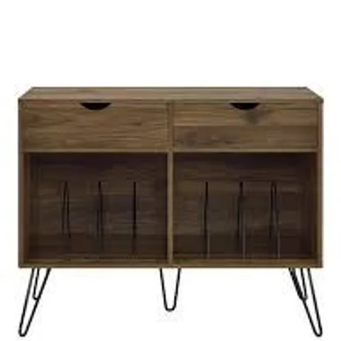 BOXED NOVOGRATZ CONCORD 2 DRAWER SIDE TABLE/TURNTABLE STAND - WALNUT