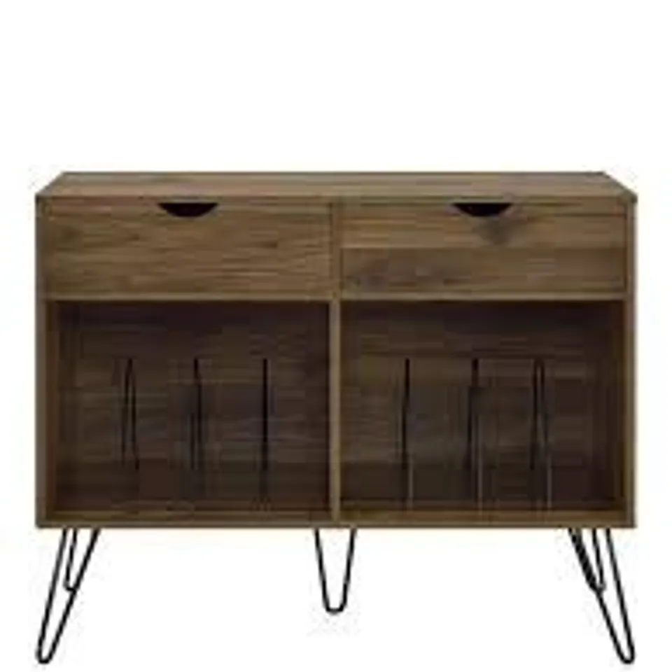 BOXED NOVOGRATZ CONCORD 2 DRAWER SIDE TABLE/TURNTABLE STAND - WALNUT