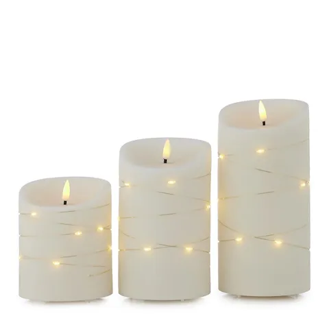 SARA BY SARA DAVIES SET OF 3 INDOOR OUTDOOR LED PILLAR CANDLES