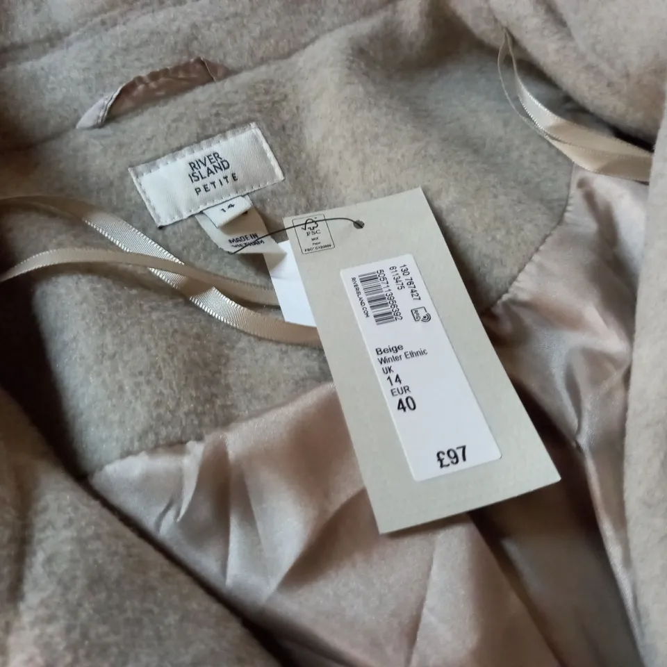 RIVER ISLAND PETITE BUTTON UP BELTED COAT - 14