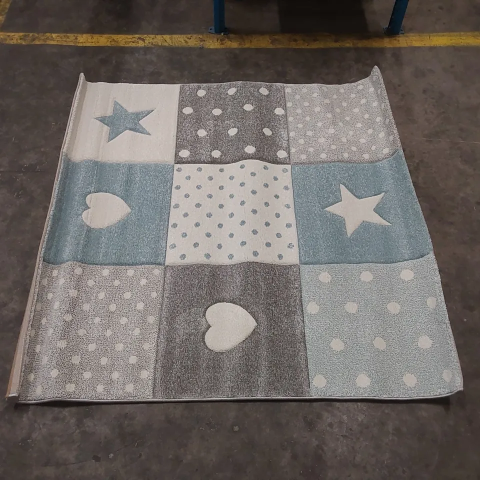 BRAND NEW PACO HOME COSMO SQUARE AREA RUG - BLUE // SIZE: 133cm