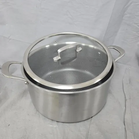 STAINLESS STEEL STOCK POT WITH GLASS LID – DOUBLE-HANDLED